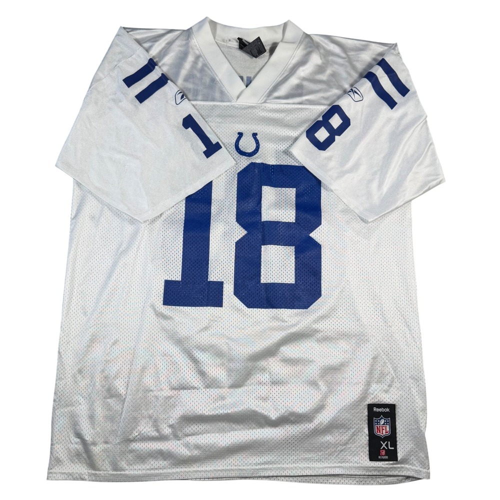Mens Reebok Peyton Manning Indianapolis Colts NFL Jersey White Blue XL 7075A 08